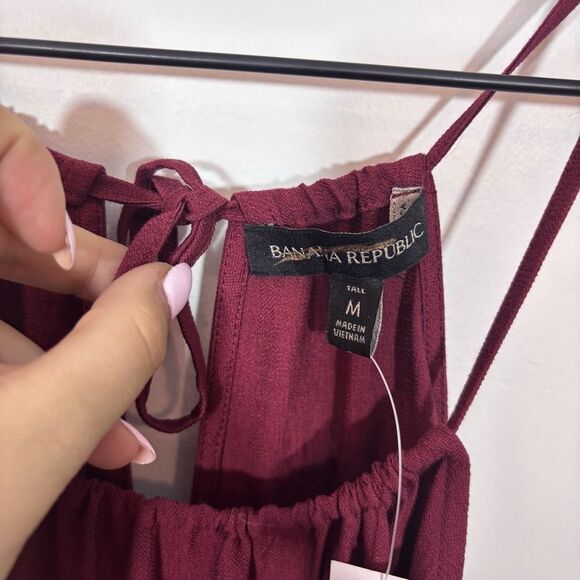Banana Republic Halter Midi Dress NEW with tags Size Medium Tall Red Wine - Picture 12 of 14